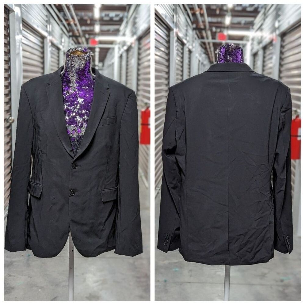 Zara Men's Size 44 Black Double Breasted Blazer Sports Coat Suit Jacket